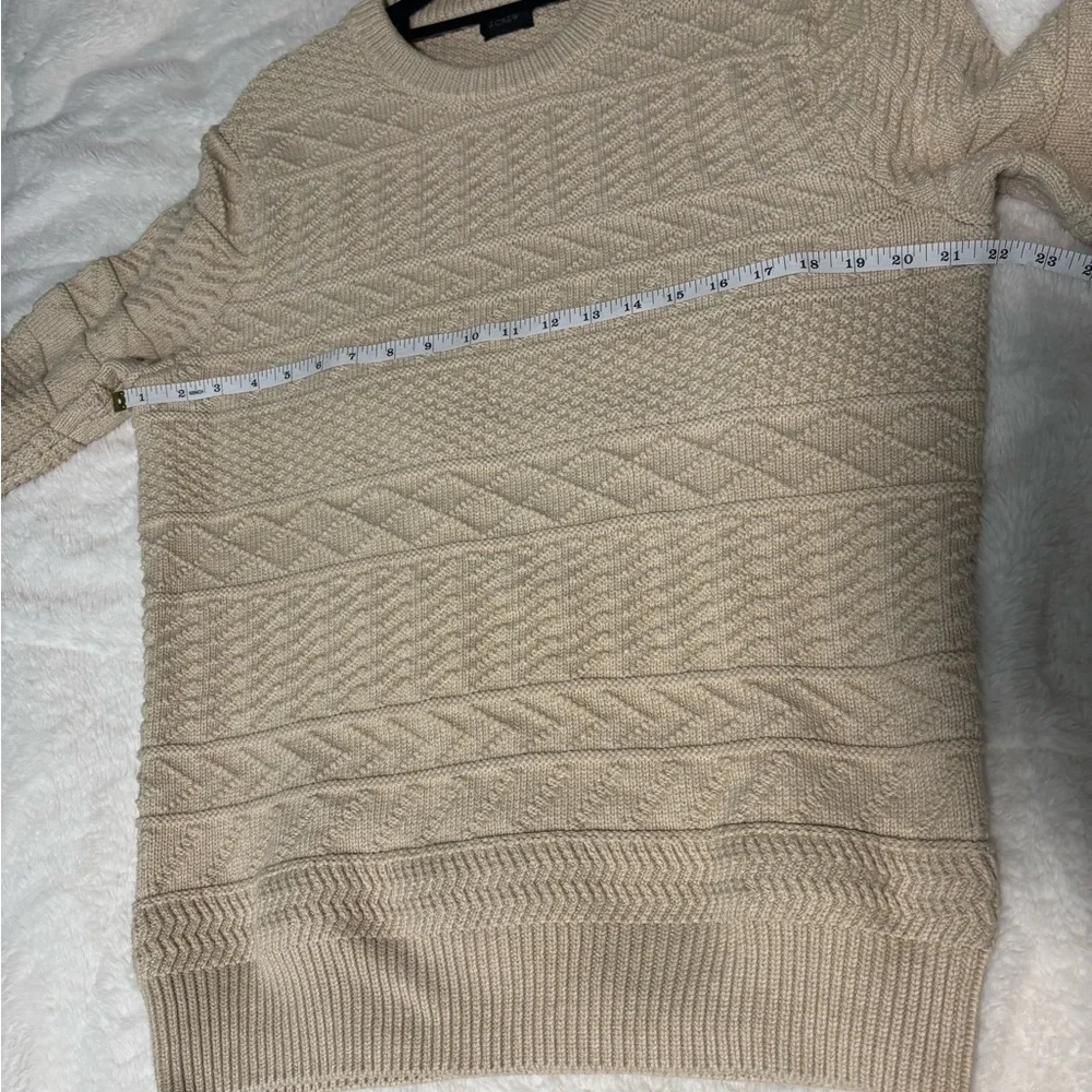 J. Crew Men's Cream Cable & Textured Crewneck Fisherman Guernsey Stitch Sweater